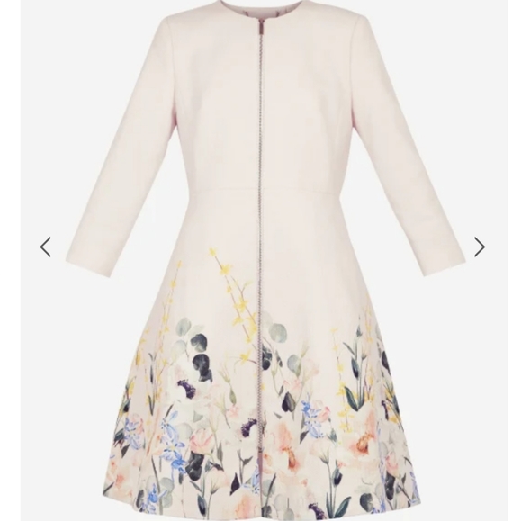 🍒NWT🍒 TED BAKER PALE PINK TEXTURED DRESS COAT - Picture 8 of 10